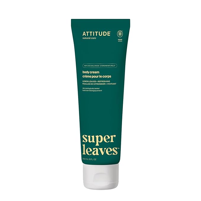 ATTITUDE Body Cream, EWG Verified Moisturizer, Vegan Moisturizing Products For Dry Skin, Dermatologically Tested, Lemon Leaves, 8 Fl Oz