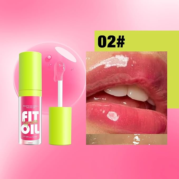 8 Colors Lip Plumping Gloss With Big Brush Head, Moisturizing Formula, Visibly Defines & Plumps Lips Repairing Lightening Lines Fresh Clear Smooth Care (# 02)