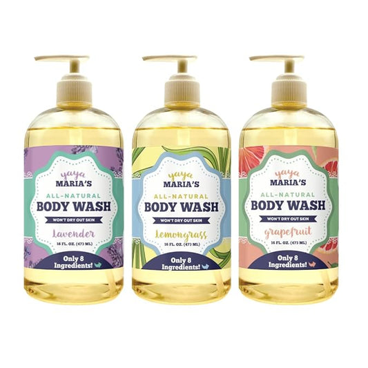 Yaya Maria's Natural Body Wash, Only 6 Ingredients, 100% Nontoxic, Keeps Skin Soft, Cruelty-Free (Variety Pack)