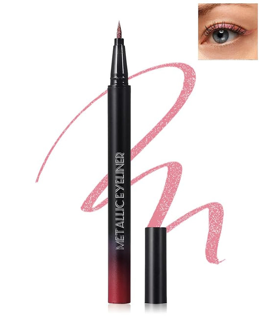 Diamond Shimmer Liquid Eyeliner, Red Glitter Waterproof Eyeliner Pen, Metallic Intense Color Eye Liner, Ultra-Fine Tip Long-Lasting 24H & Smudge-Proof, High Pigmented Eye Makeup for Stage Festival-07