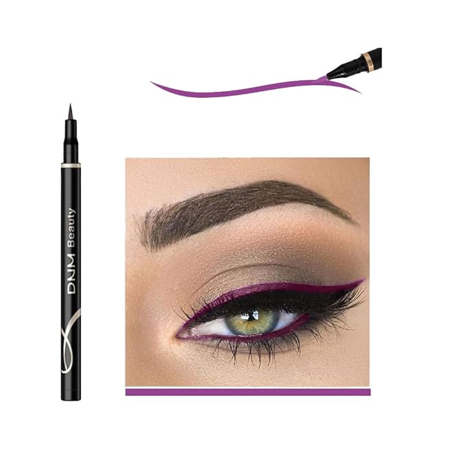 DNM Cat Eye Makeup Waterproof Neon Colorful Liquid Eyeliner Pen Make Up Comestics Long-lasting Black Eye Liner Pencil Makeup Tools (purple)