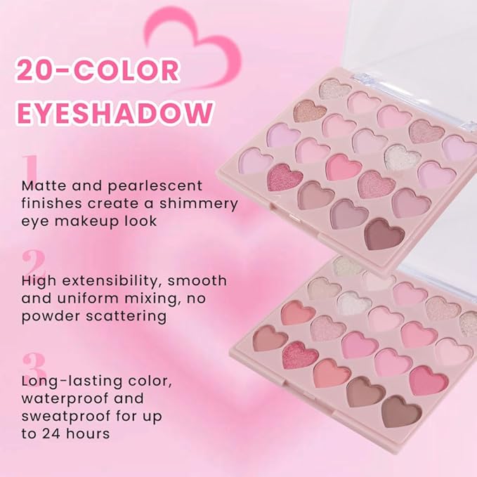 SUAKE Nude Pink Eyeshadow Palette, Matte & Shimmer, High Pigmented 20 Colors Brown Purple Eye Shadow Primers for Eye Makeup, Korean Powder Palet de sombras de ojos (01#-NUDE-20 COLORS)