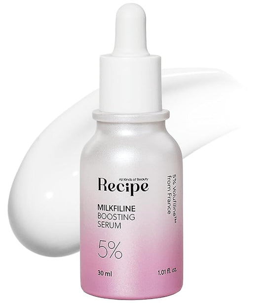 Recipe Milkfiline Boosting Ampoule - Age-Defying, Soothing & Hydrating Face Serum with 5% Volufiline, Niacinamide & Azelaic Acid for Dull, Dry Skin - Lightweight, Firming Korean Skin Care 1.01 fl oz