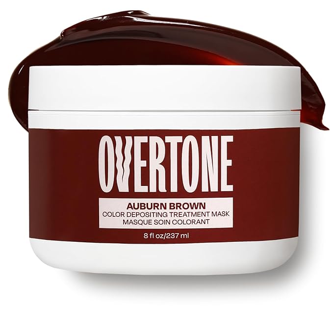 Overtone Semi Permanent Hair Color Conditioner, Auburn Brown, 8 oz, Nourishing, Damage-Free, Color Depositing Mask for All Hair Types with Shea Butter & Coconut Oil, Vegan & Cruelty-Free