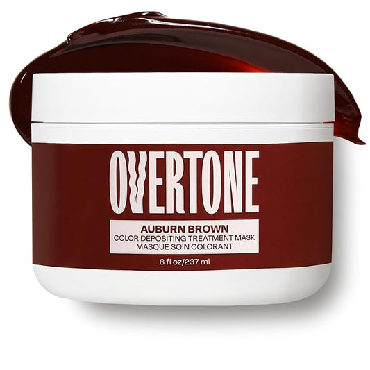 Overtone Semi Permanent Hair Color Conditioner, Auburn Brown, 8 oz, Nourishing, Damage-Free, Color Depositing Mask for All Hair Types with Shea Butter & Coconut Oil, Vegan & Cruelty-Free