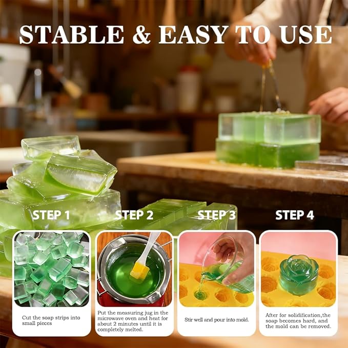 1LB Aloe Vera Melt and Pour Soap Base for DIY Crafting DIY Handmade Unscented Glycerin Soap Easy to Cut