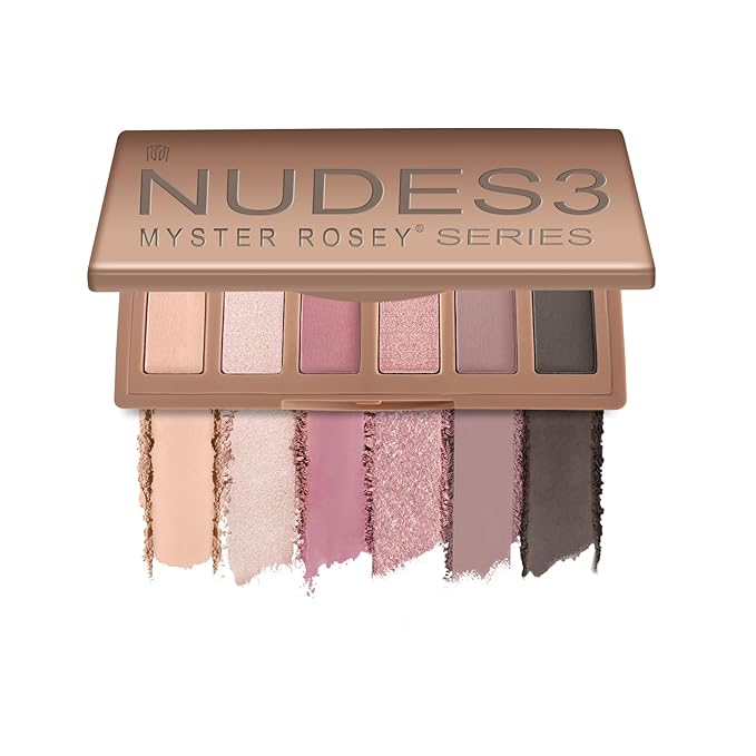 Nudes Series Mini Eyeshadow Palette, Matte & Shimmer Finish, Pink, Lavender & Black Eye Shadows, Travel Friendly Size, Vegan, Cruelty-Free