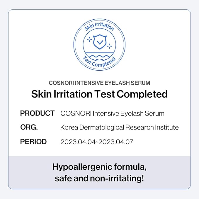 COSNORI Intensive Eyelash Serum - Korean Eyelash Root Care Serum for Healthier and Stronger Lashes - High Purity Protein, Plant-Based Collagen - Hypoallergenic Formula, Non-Irritating, 0.2 fl.oz