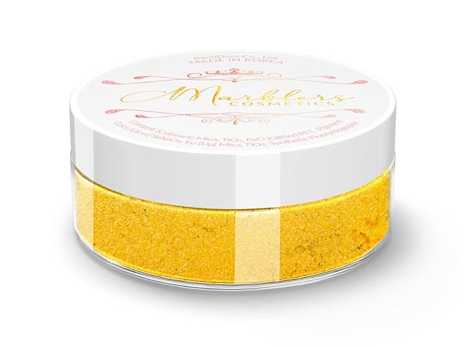 MARBLERS Fine Synthetic Mica Powder [Daisy Yellow] 0.11oz (3g) | Highly Pigmented | Non-Toxic, Vegan, Cruelty-Free | Lip Gloss, Lipstick, Bath Bomb, Nail Polish, Nail Art | Party, Body, Face Makeup