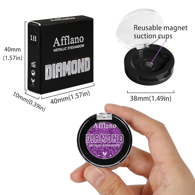 Purple Glitter Eyeshadow, High Impact Diamond Shimmer Eyeshadow Lavender Sparkle Makeup, Pigmented Long Lasting Waterproof Violet Fine Pressed Eye Glitters/Highlighter for Daily, Carnival, Party,Vegan