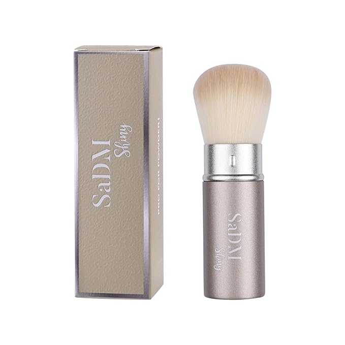 Retractable Kabuki Makeup Brush - Blender Brush for Powder, Cream, Liquid Foundation, Sunscreen, Blush Blending & Bronzer - Professional Make Up Brush - Full Face Makeup Brush - Vegan & Cruelty Free
