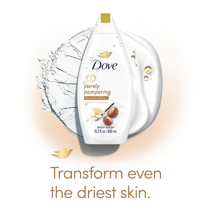 Dove Body Wash 2-Pack – Purely Pampering, Shea Butter & Warm Vanilla for Softer, Smoother Skin, 15.2 Oz Ea