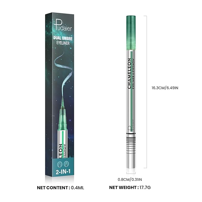 Pudaier Black and Multichrome Waterproof Liquid Eyeliner, Stay All Day Eye Liner Pen with Precise Tips for Women, Smudge-Proof & Transfer-Resistant, Vegan & Cruelty-Free