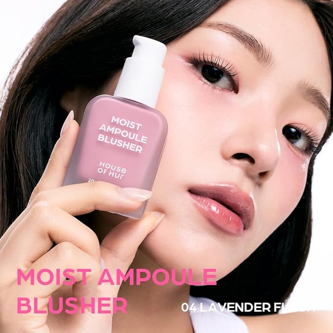 House of Hur Moist Ampoule Blusher with 50% Moisture Essence | Hydrating & Long-Lasting Blush | 0.68fl.oz (9 Shades) - Lavender Flush