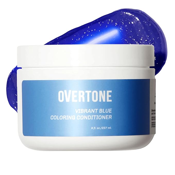 Overtone Haircare Color Depositing Conditioner - 8 oz Semi Permanent Hair Tint with Shea Butter & Coconut Oil - Vibrant Blue, Vegan, Cruelty-Free