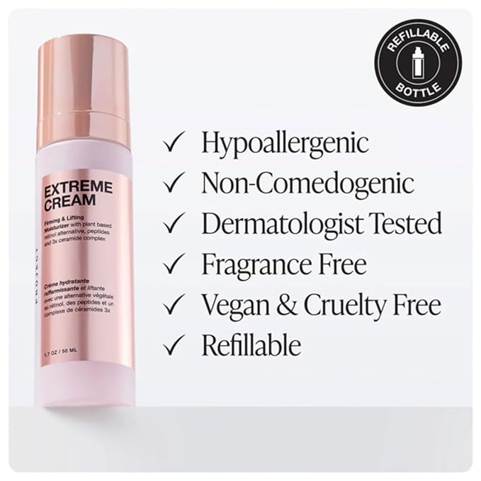 Innbeauty Project Extreme Cream Refillable Firming & Lifting Moisturizer, Bio-Retinol Alternative + Peptides for Wrinkles, 1.7 OZ (50ml)