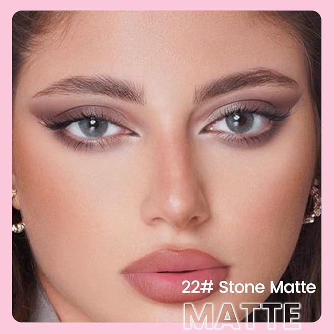 2in1 Matte Cream Eye Shadow Stick -Stone Matte, Eyeliner Pencil Eyeshadow Palette Makeup, Waterproof Long Lasting Brightener, Crease Proof & Smudge Resistant, Cream Eyeshadow with Built-in Smudger