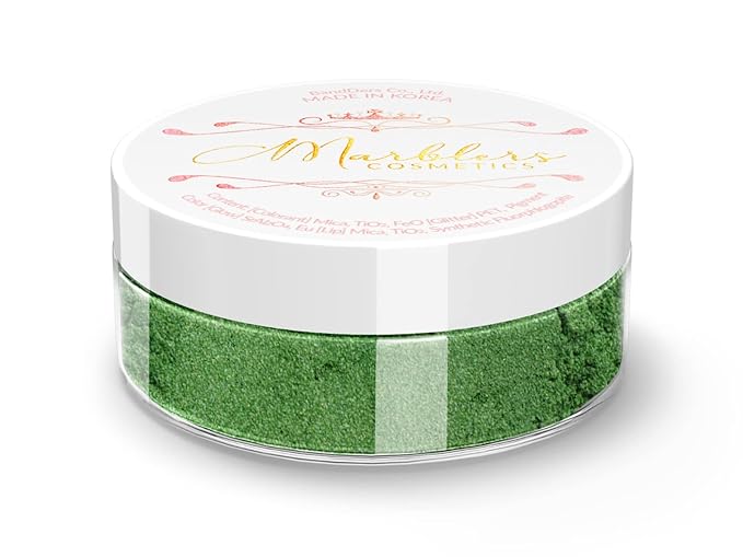 MARBLERS Fine Synthetic Mica Powder [Wizard Green] 0.11oz (3g) | Highly Pigmented | Non-Toxic, Vegan, Cruelty-Free | Lip Gloss, Lipstick, Bath Bomb, Nail Polish, Nail Art | Party, Body, Face Makeup