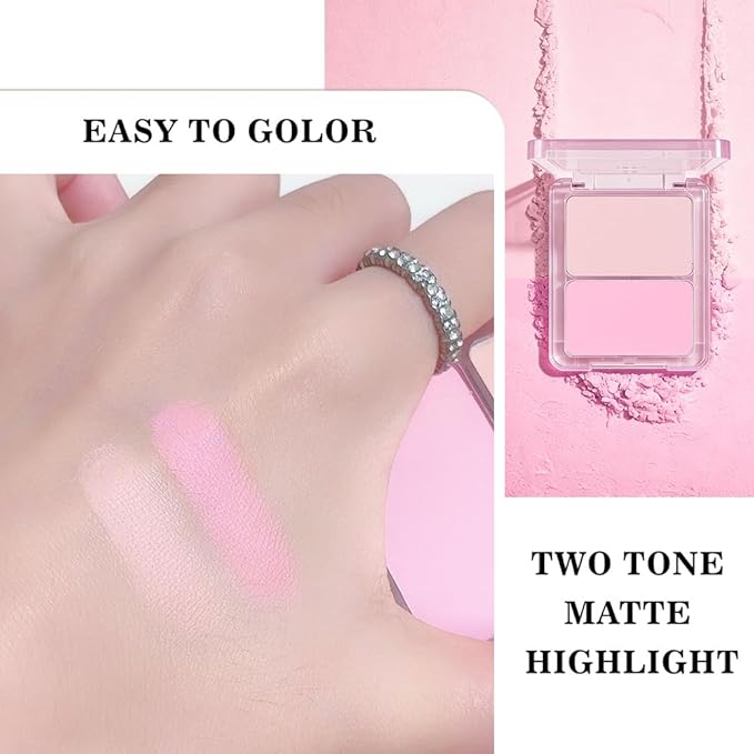 2 Colors Light Nude Beige Pink Eye Shadow Powder Palette Makeup for Women,Neutral Matte Naked Eyeshadow Palette for Old Women Long Lasting Naturing-Looking,Vegan