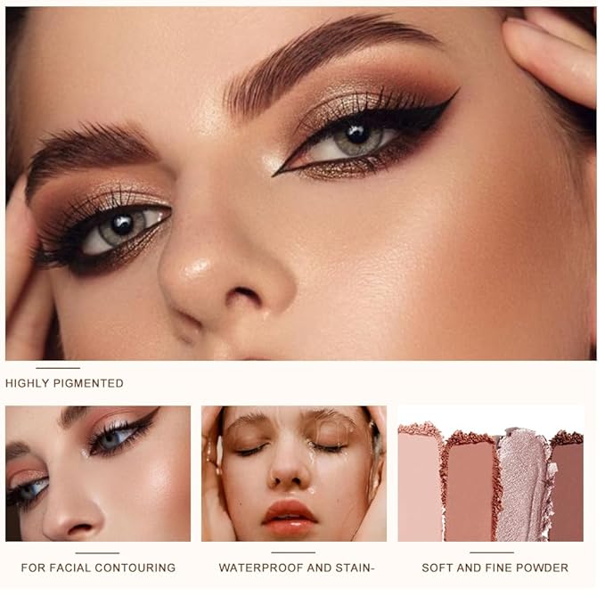 6-Color Shimmer Eyeshadow Palette, Micro-Glitter Pearlescent Neutrals, Silky Smooth High-Pigment Powder, Non-Caking No-Fallout, Waterproof Sweatproof Long-Lasting Eye Makeup, Giftable Palette-A04