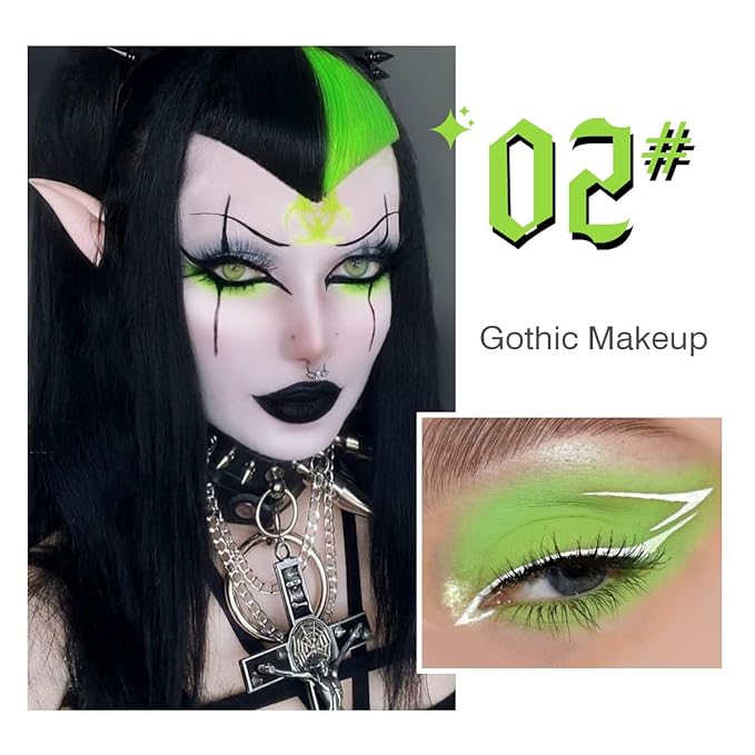 Green Brown Eyeshadow Palette, Highly Pigmented Bright Lime Green Christmas Makeup Palette, Blendable Matte Shimmer Wicked Goth Smoky Grunge Eyeshadow Pallet for Halloween Zombie Witch Monster, Vegan