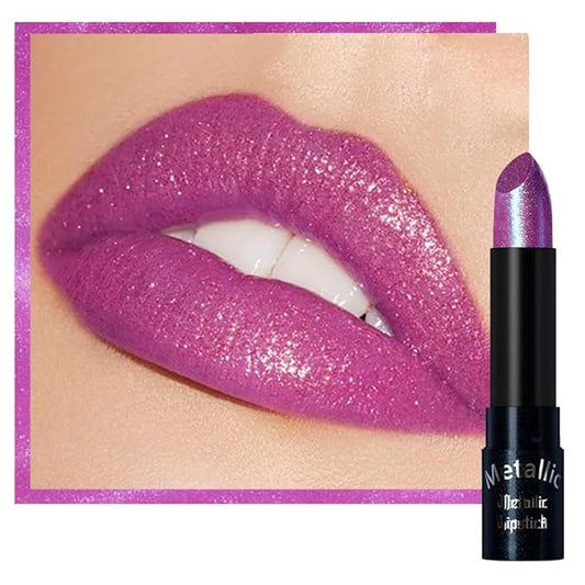 Kaely Glitter Metallic Lipstick Makeup, Shimmer Metallic Lipsticks for Women, High Pigmented Lip Gloss Long Lasting Waterproof Smudge Proof, Vegan & Cruelty-Free, 07
