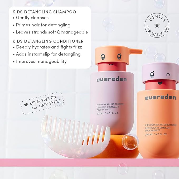 Evereden Kids Travel Set: Clean & Vegan 5-Piece Holiday Gift Set | Multi-Vitamin Skin Care Set for Toddlers with Detangling Spray, Face Wash, Cream, Shampoo, Conditioner | Stocking Stuffers for Kids