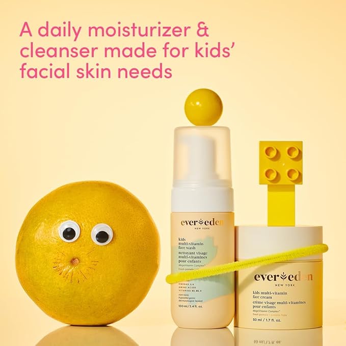 Evereden Kids Travel Essentials Set: Clean & Vegan 5-Piece Skin Care Travel Set for Kids | Body Wash, Lotion, Face Wash, Cream, 2-in-1 Shampoo & Conditioner | TSA-approved | Travel Size Toiletries