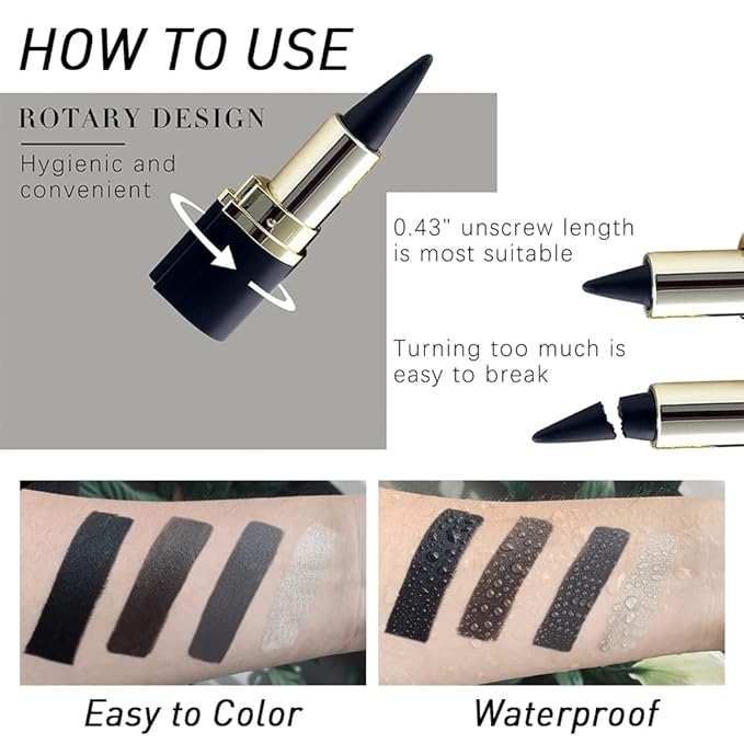 Kaely 2Pcs Gel Eyeliner Pencil, Natural Black Eyeliner Cream, Liquid Eye Liner Pencils for Older Women Waterproof, Smoky Eyeshadow Palette Goth Halloween Makeup Kit, delineador de ojos contra el agua