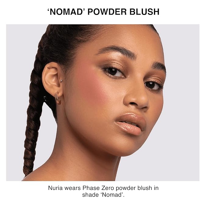Phase Zero Makeup Powder Blusher | "Nomad" | 5g / 0.18 oz. | Full Coverage, Natural Blush | Soft, Buildable Pink, Coral, Peach & Golden Hues | Matte & Shimmering Shades Gives Cheeks a Radiant Glow