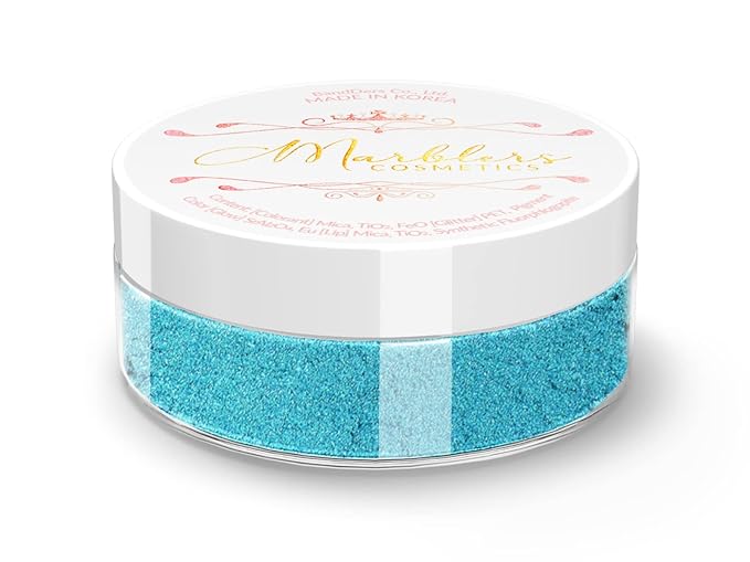 MARBLERS Fine Natural Mica Powder [Turquoise] 0.11oz (3g) | Highly Pigmented | Non-Toxic, Vegan, Cruelty-Free | Eyeshadow, Body Butter, Nail Polish, Nail Art | Party, Body, Face Makeup