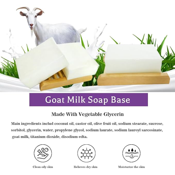 White Goat Milk Soap Base, Unscented Moisturizing Melt and Pour Glycerin for DIY Handmade Soap Making, Supplies 10 lbs