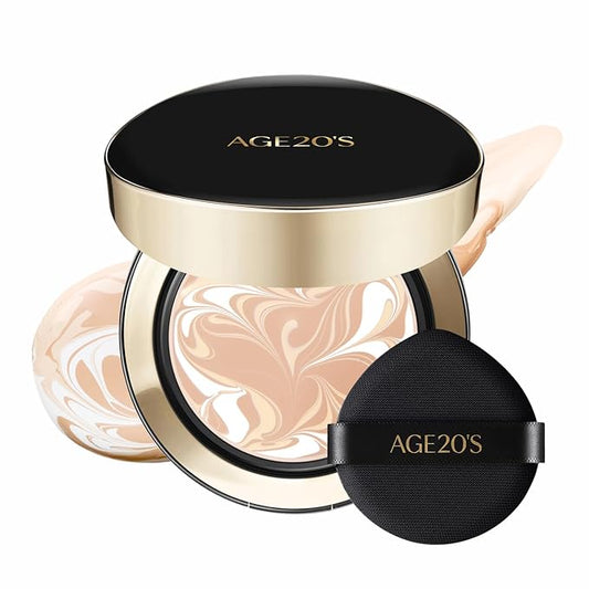 [Vegan] AGE20'S Signature Essence Pact | Pack of 1 | 13C PORCELAIN | Korean Cushion Foundation | Cream Foundation, Dewy & Glow Finish, Natural Coverage, SPF 50+