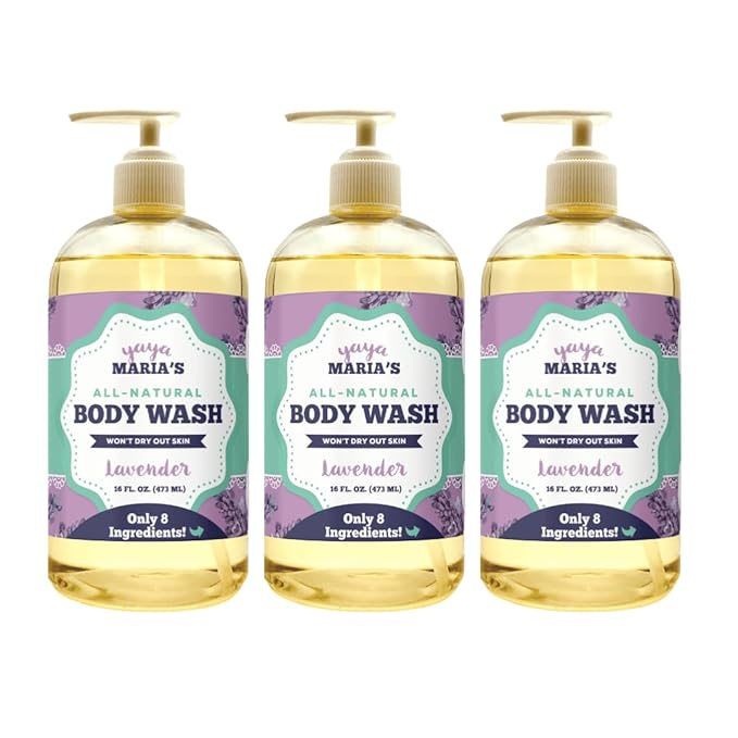 Yaya Maria's Natural Body Wash, Only 6 Ingredients, 100% Nontoxic, Keeps Skin Soft, Cruelty-Free (Lavender)