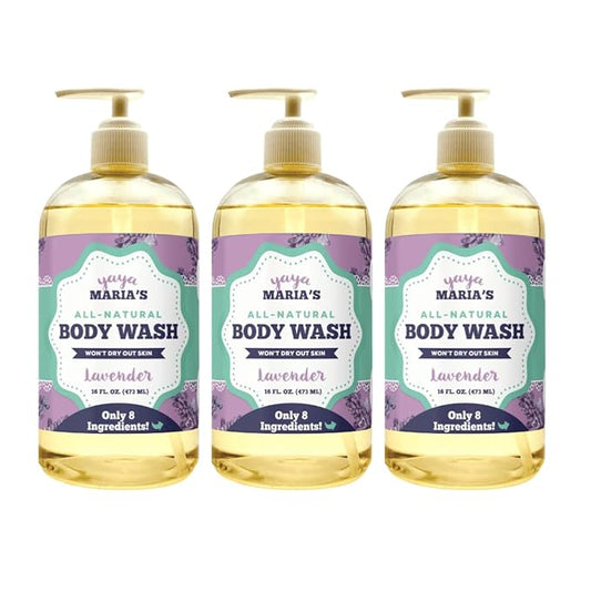 Yaya Maria's Natural Body Wash, Only 6 Ingredients, 100% Nontoxic, Keeps Skin Soft, Cruelty-Free (Lavender)