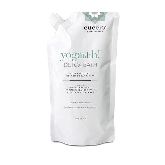 Cuccio Somatology Yogahhh! Detox Bath - Post Workout Relaxing Body Soak - Regenerate Tired & Sore Muscles - Anti-aging Vegan Formula - Epsom Salts, Goji Berries, Eucalyptus, Greek Mastiha - 16 oz