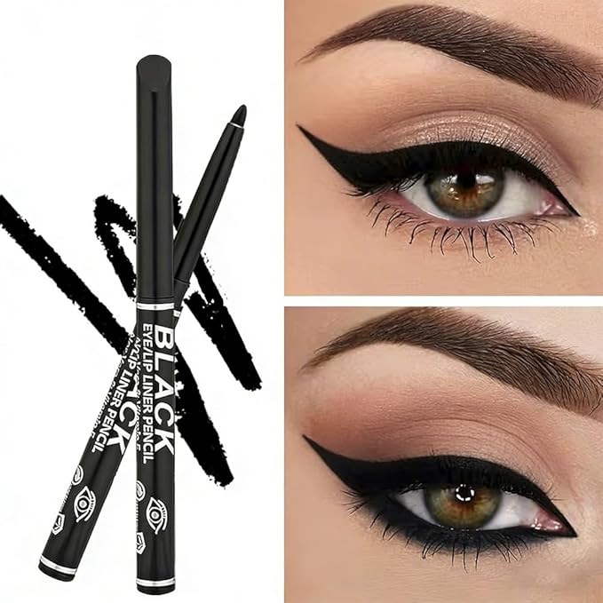 Professional Makeup Retractable Eye Liner, Black, Inner Eyeliner Eye Shadow Eyebrow Pencils (Black - Pack of 12)