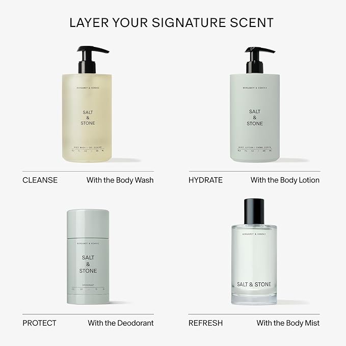 Salt & Stone Body Lotion for Women & Men | Bergamot & Hinoki | Hydrates, Nourishes & Softens Skin | Restores Dry Skin | Fast-Absorbing | Cruelty-Free & Vegan | 3.4 fl oz