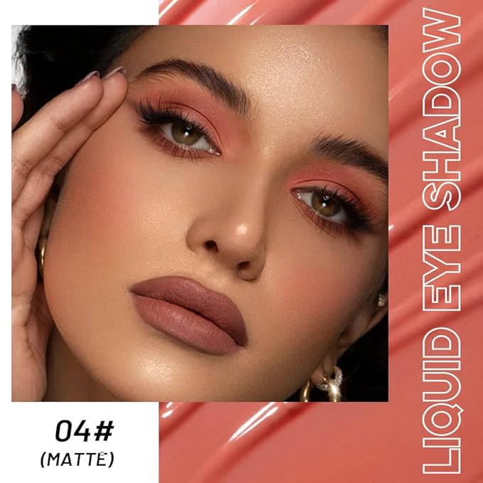 Warm Rose Matte Liquid Metallic Eyeshadow, Longwear Eye Shadow Makeup For Older Women, Buildable Highly Matte Eye Shadow Cream in Finishes, Vegan & Cruelty-Free, (04#Warm Rose)