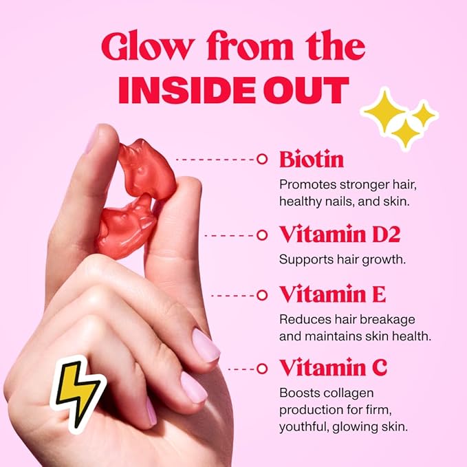60 Hair Gummies for Faster Hair Growth Vitamins for Women & 5000 MCG Non-GMO Vegan Biotin Hair Skin and Nails Gummies - Hair Growth & Hair Skin and Nails Vitamins