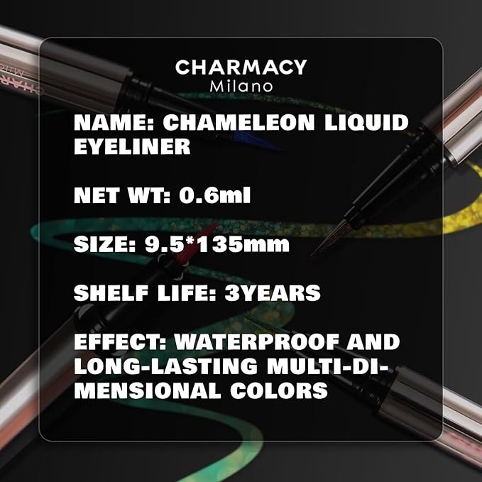 CHARMACY Liquid Eyeliner Waterproof, Intense Black Long Lasting Eyeliner Pen with Ultra Fine Tip, Smudge Proof, Smear Proof, Easy Apply for Winged Liner & Precise Lines, Beginner Friendly, 0.6ml