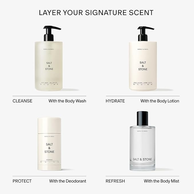 Salt & Stone Body Mist | Neroli & Basil | Skincare Infused Hair & Body Spray for Women and Men | Hydrating Fragrance with Glycerin and Red Algae | Vegan, Cruelty Free, 3.4 fl oz