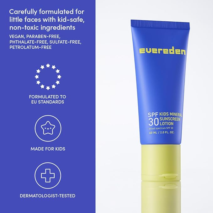 Evereden Kids Daily 1-2-3 Routine Bundle: Clean & Vegan Skin Care Set - Hydrating & Nourishing Tween Skincare Set with Multi-Vitamin Face Wash, Face Cream, Lotion, & SPF 30 Mineral Sunscreen (Melon)
