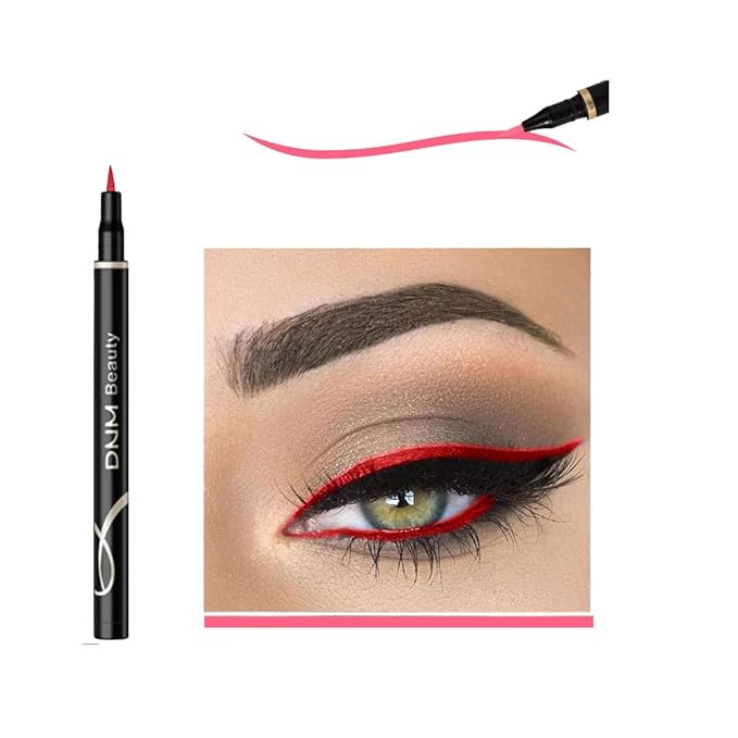 DNM Cat Eye Makeup Waterproof Neon Colorful Liquid Eyeliner Pen Make Up Comestics Long-lasting Black Eye Liner Pencil Makeup Tools (red)