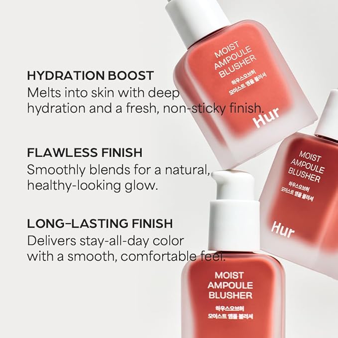 House of Hur Moist Ampoule Blusher with 50% Moisture Essence | Hydrating & Long-Lasting Blush | 0.33 fl. oz. (9 Shades) - Cherry Blossom