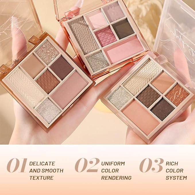 7Colors Eyeshadow Makeup Palette,White GoldenBrown Mauve Taupe Natural Neutral Eye Shadow Palettes for Older Women,Long Lasting Naturing-Looking,Lightweight,Eye Makeup Kit Travel Size,Vegan