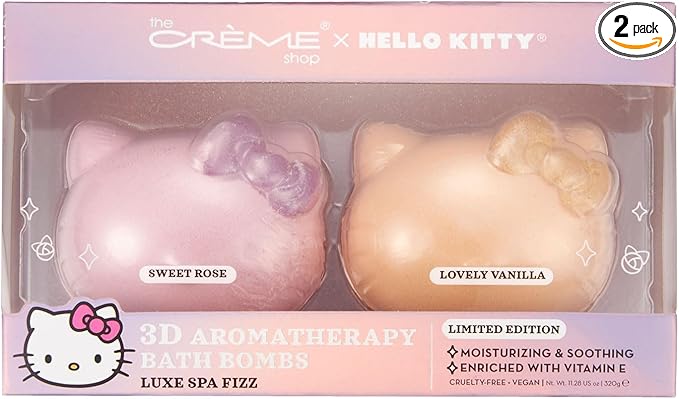 The Crème Shop x Hello Kitty Hello Fizzy! Bath Bomb Duo | Holiday Gift Sets | Stocking Stuffers | Aromatherapy Bath Bombs (2 Pack)