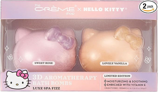 The Crème Shop x Hello Kitty Hello Fizzy! Bath Bomb Duo | Holiday Gift Sets | Stocking Stuffers | Aromatherapy Bath Bombs (2 Pack)