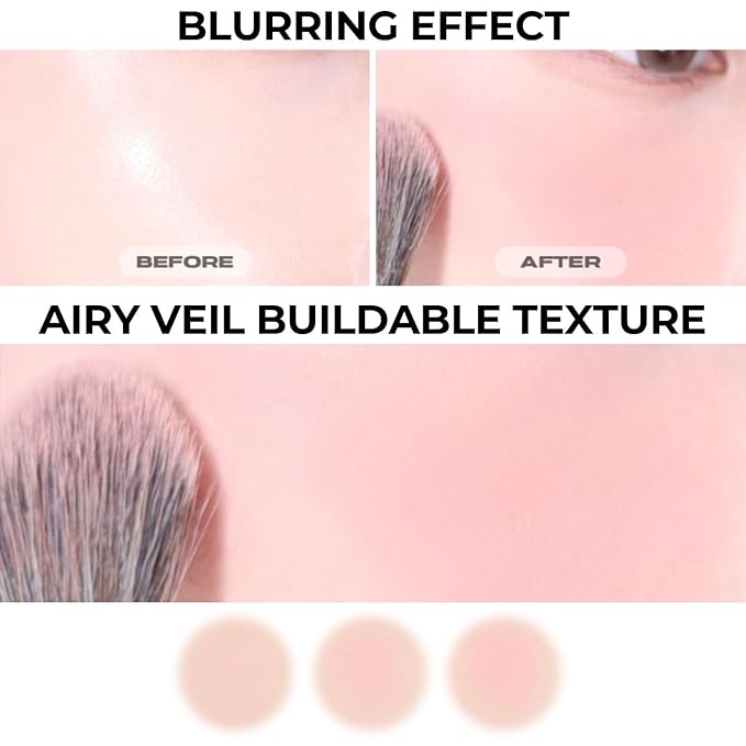 ABOUT TONE Fluffy Wear Blusher - Pressed Powder Cheek Blush with Airy and Soft Matte Blurring Finish Blendable & Buildable Natural Color Korean Makeup Vegan (02 BASHFUL PINK)