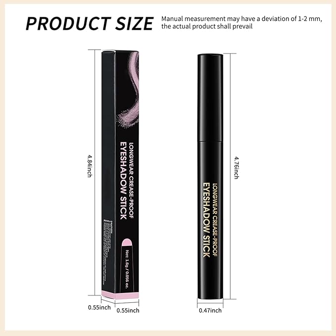 Erinde Waterproof Cream Eyeshadow Stick, Light Champagne Beige Shimmer Eye Shadow Sticks, Cream to Powder Eyeshadow Crayon, Buildable Blendable Long-Lasting Eye Shadow Stick, Vegan & Cruelty-Free, 06